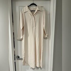 Cream Button-Up Shirt Dress